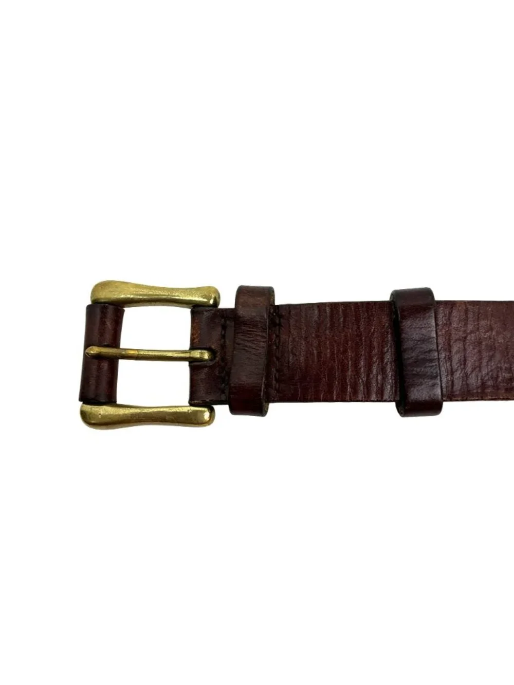 Vintage GAP Leather Belt With Solid Brass Buckle Mens 38 Brown